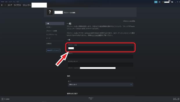 Steamプロフィール名