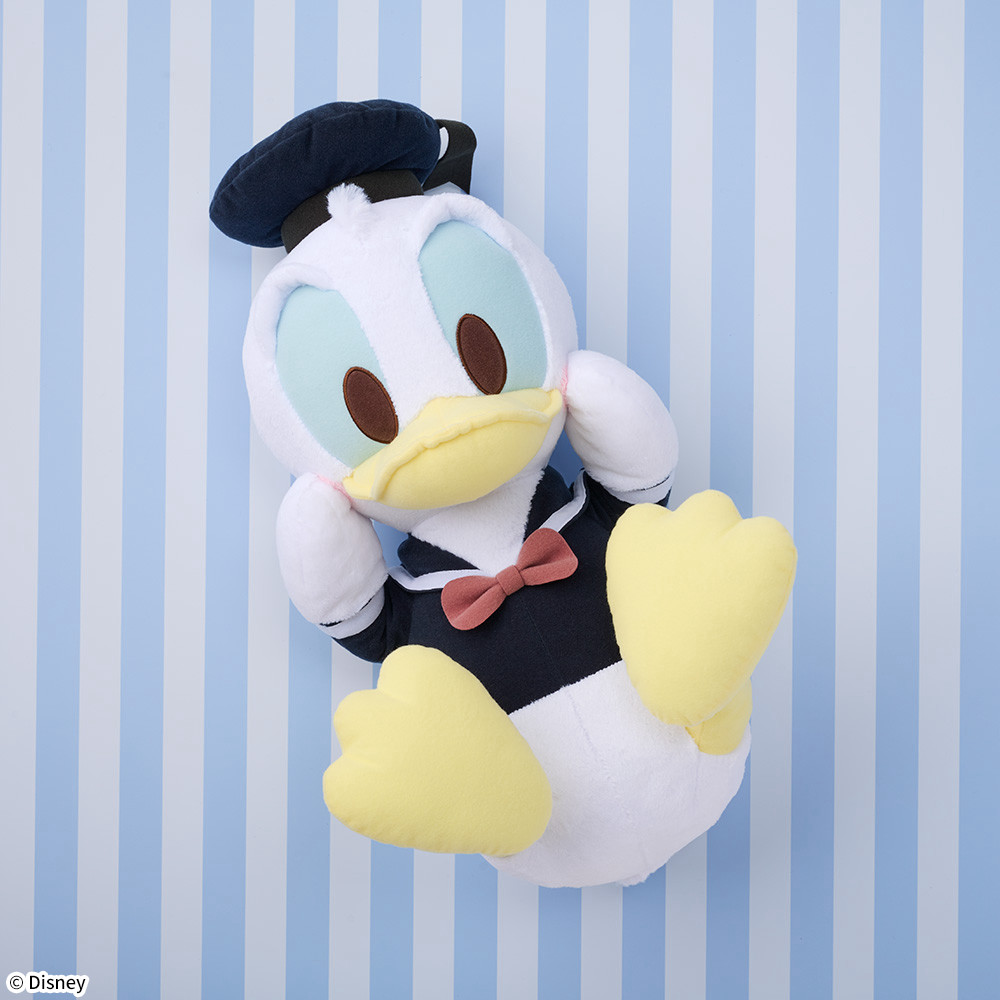 ドナルドダック　赤いほっぺ　スーパーラージぬいぐるみ　ブルーゴールドころりんポーズ